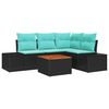 vidaXL Conjunto de Sof&aacute; de Jardim 5 unid. Preto vime PE