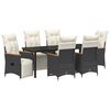 vidaXL Conjunto de Jantar para Jardim 7 unid. Preto vime PE