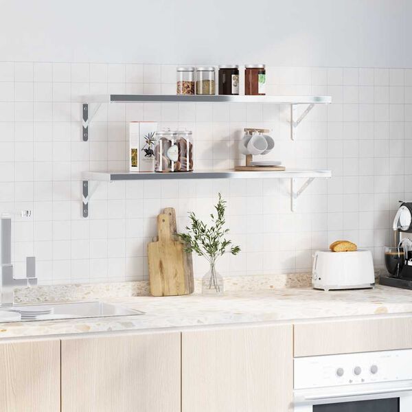 vidaXL Suportes prateleira 4pcs 30x2,5x15,5 cm a&ccedil;o inoxid&aacute;vel prateado