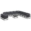 vidaXL Conjunto de Sof&aacute; de Jardim 12 unid. Preto Alum&iacute;nio