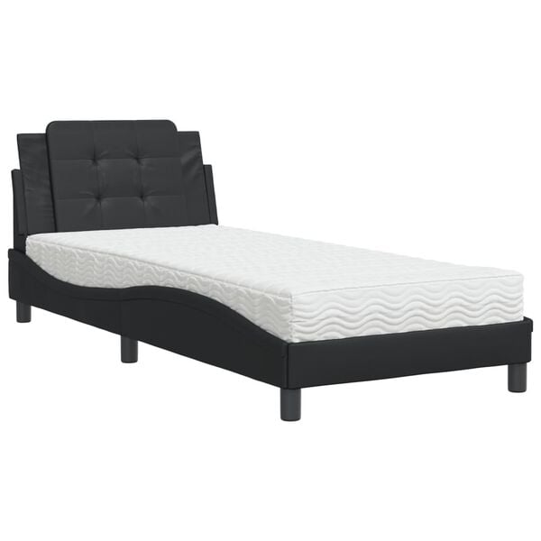 vidaXL Estrutura de cama sem colch&atilde;o Zadar 100x200 cm couro artificial preto