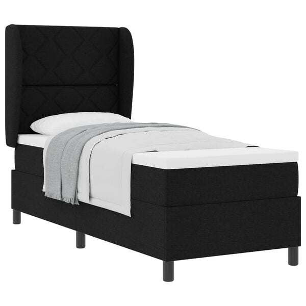 vidaXL Cama Box com colch&atilde;o com cabeceira Preto 80 x 200 cm tecido
