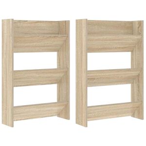vidaXL Sapateiras de parede 2 pcs 60x18x90 cm contrap. carvalho sonoma