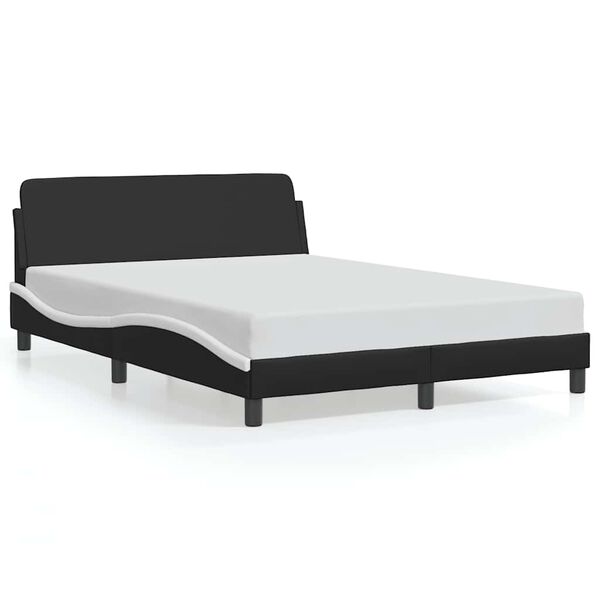 vidaXL Estrutura de cama Dover 120x200 couro artif. preto/branco