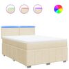vidaXL Cama com molas/colch&atilde;o 140x200 cm tecido cor creme