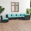 vidaXL 6 pcs conjunto lounge de jardim c/ almofad&otilde;es vime PE preto
