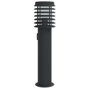 vidaXL Candeeiro de ch&atilde;o p/ exterior c/ tomada 60 cm a&ccedil;o inox. preto