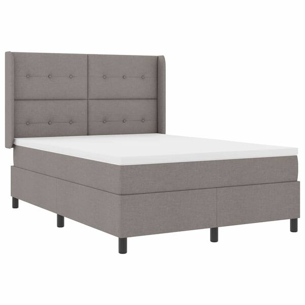 vidaXL Cama Box com colch&atilde;o Cinzento-acastanhado 200 x 140 cm tecido