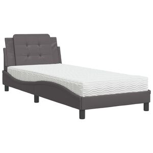 vidaXL Estrutura de cama sem colch&atilde;o Zadar 100x200 cm couro artificial cinzento