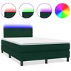 vidaXL Cama box spring c/ colch&atilde;o e LED 120x220 cm veludo verde-escuro