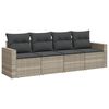 vidaXL 4 pcs conj. sof&aacute;s jardim c/ almofad&otilde;es vime PE cinzento-claro