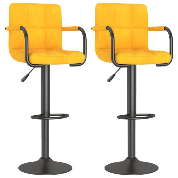 vidaXL Bancos de bar 2 pcs veludo amarelo mostarda