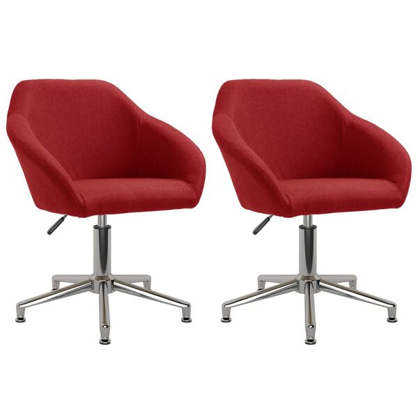 vidaXL Cadeiras de jantar girat&oacute;rias 2 pcs tecido vermelho tinto