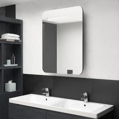 vidaXL Armário espelhado casa de banho LED 60x11x80 cm cinzento