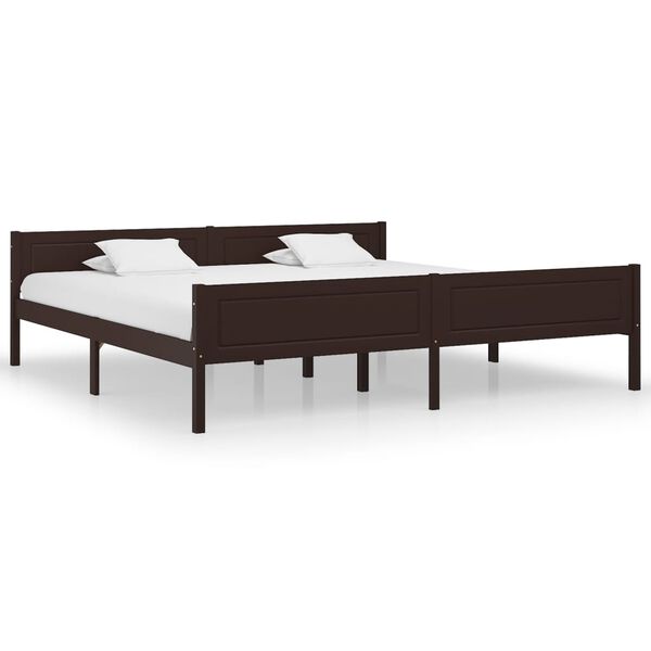 vidaXL Estrutura de cama 200x200 cm pinho maci&ccedil;o castanho-escuro