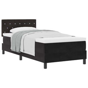 vidaXL Cama Box com colch&atilde;o com cabeceira Preto 90 x 200 cm Veludo