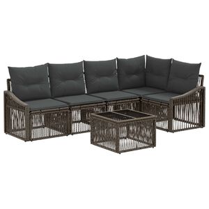 vidaXL Conjunto de Sof&aacute; de Jardim 6 unid. Cinzento vime PE
