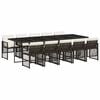vidaXL 11 pcs conjunto jantar p/ jardim c/ almofad&otilde;es vime PE castanho