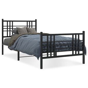 vidaXL Estrutura de cama com cabeceira e p&eacute;s 107x203 cm metal preto