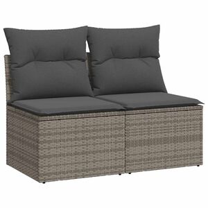 vidaXL 2 pcs conjunto sof&aacute;s jardim almofad&otilde;es vime PE/ac&aacute;cia cinzento