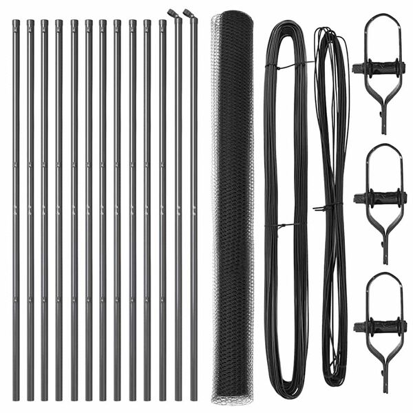 vidaXL Poste de Cerca Cinzeto 25 x 1,6 m (malha de 13 mm) A&ccedil;o e PVC