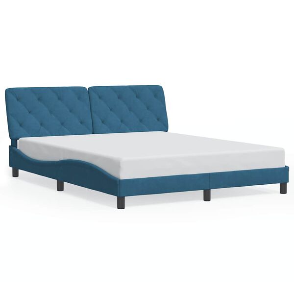 vidaXL Estrutura de cama sem colch&atilde;o 160x200 cm veludo azul