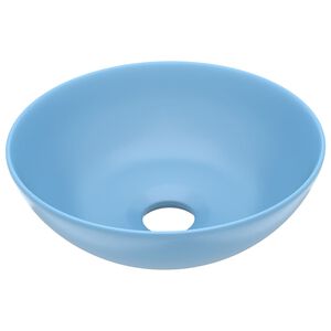 vidaXL Lavat&oacute;rio de casa banho redondo cer&acirc;mica azul-claro