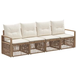 vidaXL Conjunto de Sof&aacute; de Jardim 4 unid. Bege vime PE
