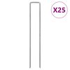 vidaXL Estacas de ch&atilde;o em forma de U 25 pcs 20x4 cm a&ccedil;o galvanizado