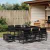 vidaXL 11 pcs conjunto de jantar p/ jardim c/ almofad&otilde;es vime PE preto