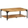 vidaXL Mesa de centro 2 prateleiras 100x55x38cm mangueira maci&ccedil;a e a&ccedil;o