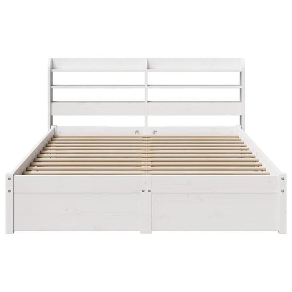 vidaXL Estrutura cama c/ cabeceira 120x190 cm pinho maci&ccedil;o branco