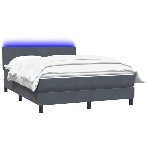 vidaXL Cama box spring c/ colch&atilde;o e LED 160x210 cm veludo cinzento-escuro