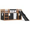 vidaXL Beliche com escorrega e cortinas 80x200 cm branco e preto