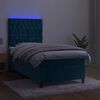 vidaXL Cama box spring c/ colch&atilde;o/LED 90x190 cm veludo azul-escuro