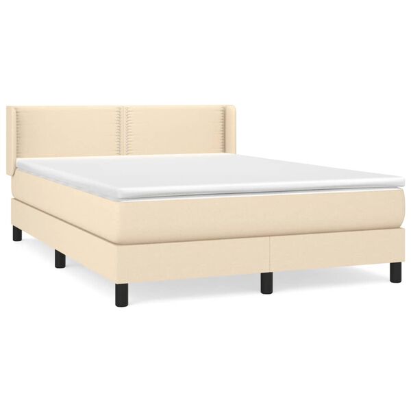 vidaXL Cama com molas/colch&atilde;o 140x190 cm tecido cor creme