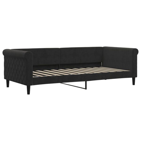 vidaXL Sof&aacute;-cama 90x200 cm veludo preto