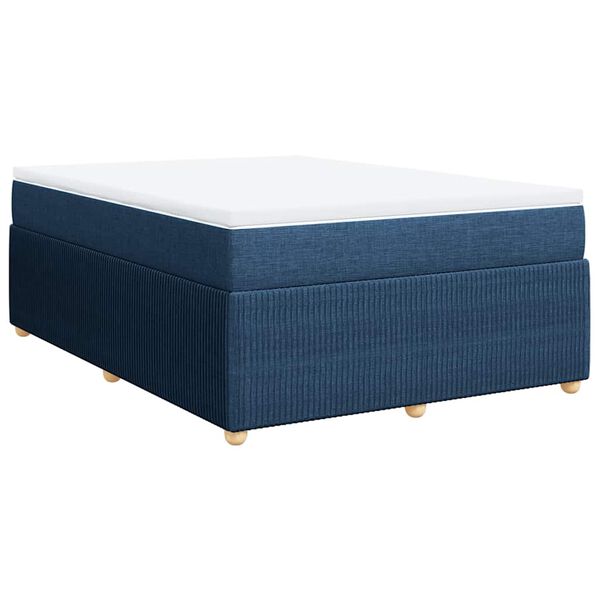 vidaXL Cama com molas/colch&atilde;o 140x190 cm tecido azul