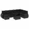 vidaXL 9 pcs conjunto de sof&aacute;s p/ jardim c/ almofad&otilde;es vime PE preto