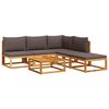 vidaXL Conjunto de sof&aacute;s de jardim vidaXL de 6 pe&ccedil;as com almofadas de madeira de ac&aacute;cia e corda