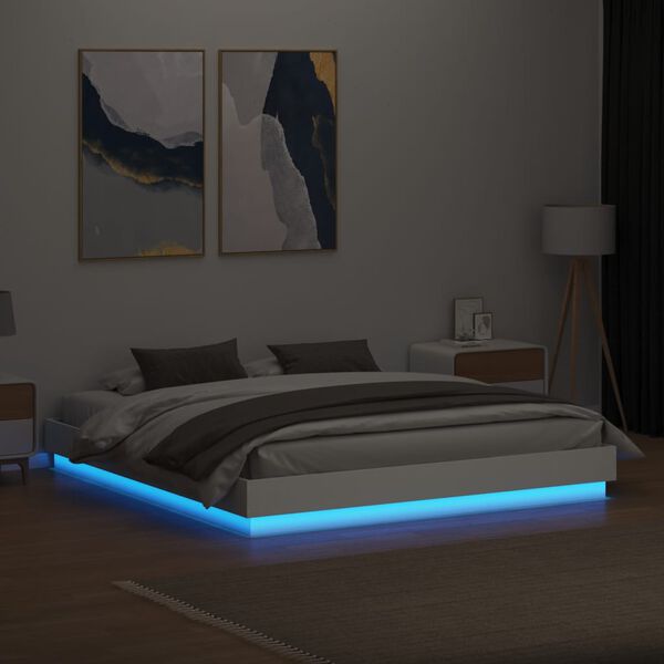 vidaXL Estrutura de cama com luzes LED 180x200 cm branco