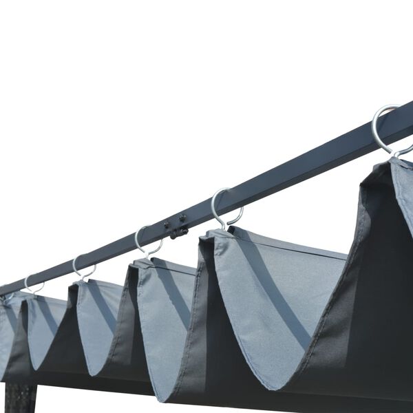 vidaXL Gazebo c/ teto deslizante vime 400x400x200 cm cinza e antracite