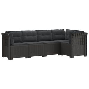 vidaXL Sof&aacute; de Jardim de 5 Pessoas com Almofadas Visual de Rattan PP