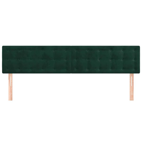 vidaXL Cabeceira de cama 2 pcs veludo 100x5x78/88 cm verde-escuro