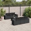 vidaXL 7 pcs conjunto de sof&aacute;s p/ jardim c/ almofad&otilde;es vime PE preto