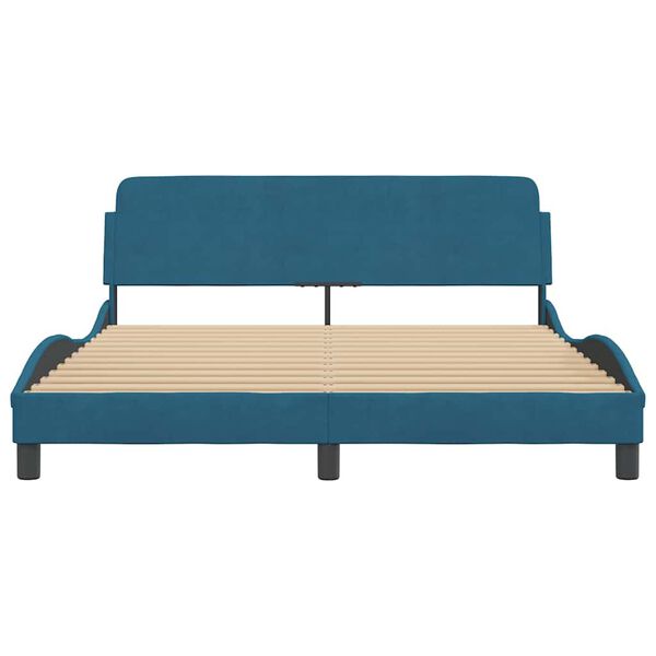 vidaXL Estrutura de cama com cabeceira Dover 160x200 cm veludo azul