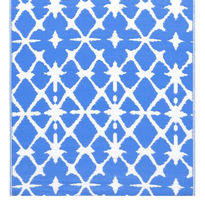 vidaXL Tapete de exterior 120x180 cm PP azul e branco