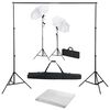 vidaXL Kit est&uacute;dio de fotografia com fundo + ilumina&ccedil;&atilde;o e sombrinhas