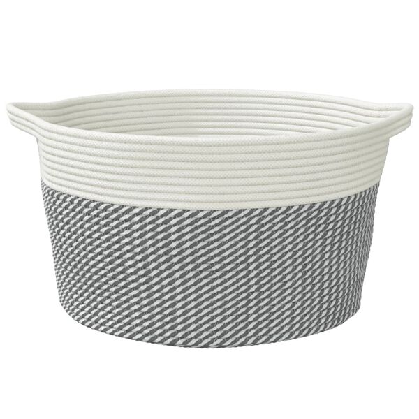 vidaXL Cesto de arruma&ccedil;&atilde;o &Oslash;45x25 cm algod&atilde;o cinzento e branco