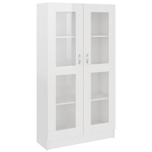vidaXL Arm&aacute;rio vitrine derivados de madeira branco brilhante